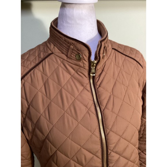 Love Tree Diamond Quilted Jacket Women’s Size M Brown Full Zip Lined Pockets - Picture 2 of 14